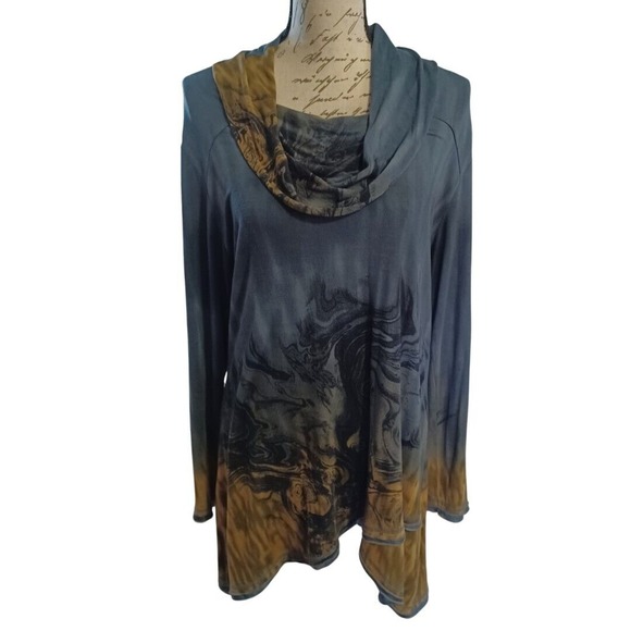 Parsley & Sage Tops - Parsley & Sage Women's Large Cowl Neck Crossover Hem Boho Long Sleeve Knit Tunic